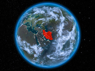 Iran at night on Earth