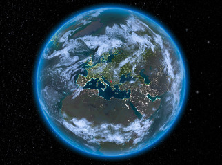 Kosovo at night on Earth