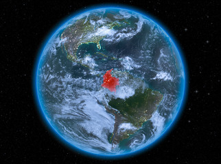 Colombia at night on Earth
