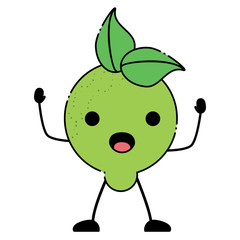 kawaii surprised lemon icon over white background, colorful design. vector illustration