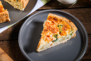 Classic smoked salmon and broccoli quiche