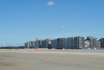 North Sea coast at Knokke-Heist near Zeebrugge, Belgium, cold sunny autumnal day