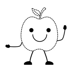 kawaii happy apple icon over white background, vector illustration