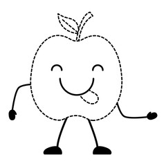 kawaii apple showing the tongue over white background, vector illustration