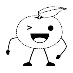 kawaii mandarine wiking an eye over white background, vector illustration