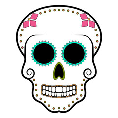 Floral ornamente head skull. Day of the dead