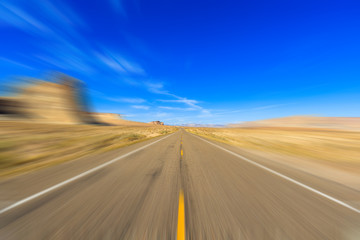 Fototapeta na wymiar Arizona desert highway with motion blur