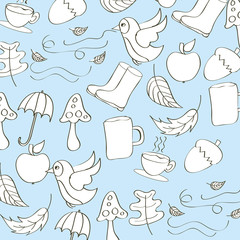 seasonal weather autumn pattern blue background vector illustration