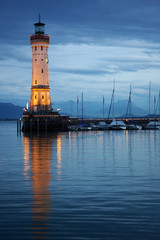 The lighthouse of Lindau by night