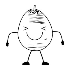 sketch of kawaii excited mango icon over white background, vector illustration