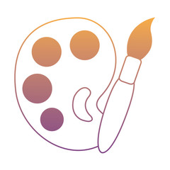 paint palette and brush  icon over white background, vector illustration