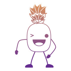 kawaii pineapple wiking an eye over white background, vector illustration