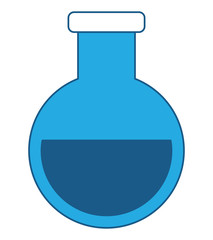 chemical flask icon over white background, blue shading design.  vector illustration