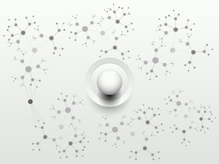 Vector molecule atom science gray and button on gray background