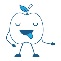 kawaii apple showing the tongue over white background, vector illustration