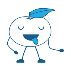 kawaii mandarine showing the tongue icon over white background, blue shading design. vector illustration