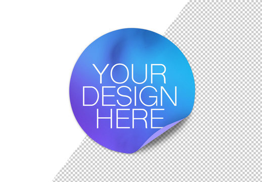 Round Sticker with Rolled-Up Corner and Shadow Mockup