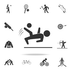 Soccer player hit the ball icon. Detailed set of athletes and accessories icons. Premium quality graphic design. One of the collection icons for websites, web design, mobile app