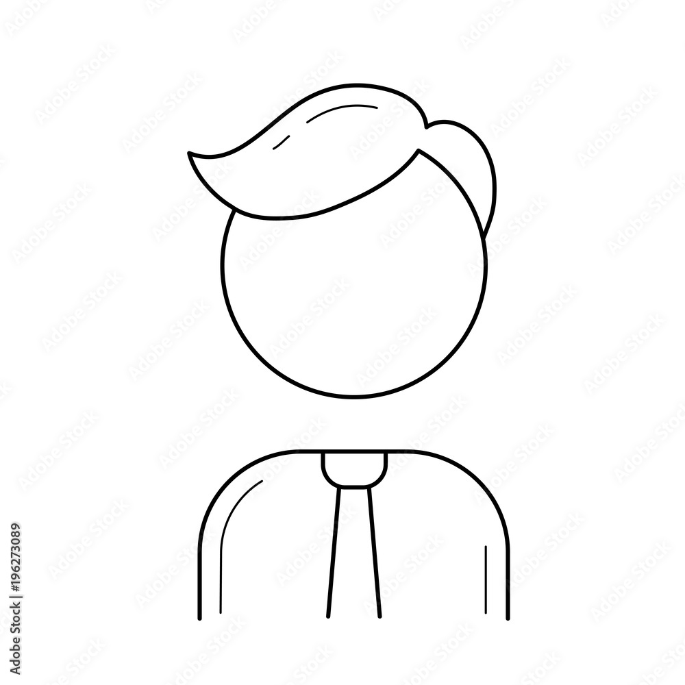 Poster man vector line icon isolated on white background. line icon of a man trader for infographic, websit
