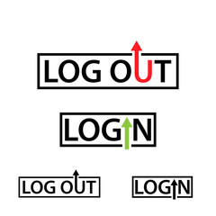 Login and logout text icon. Flat design.