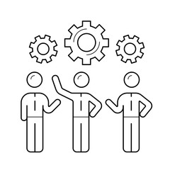 Workforce vector line icon isolated on white background. Teamwork line icon for infographic, website or app. Concept of workforce, leadership, human resources.