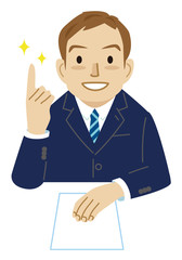 ビジネスマン　指さし　上半身　ファイル