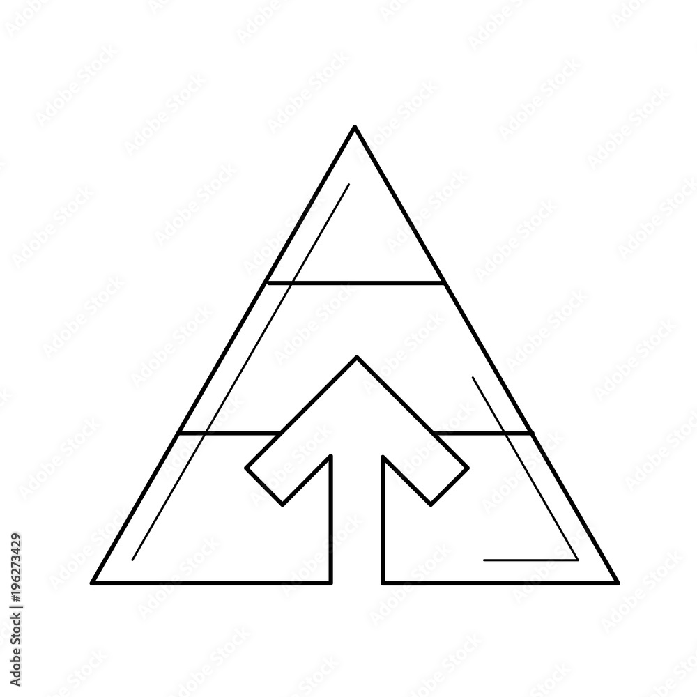 Poster pyramid chart line icon isolated on white background. vector line icon of business graph in the form