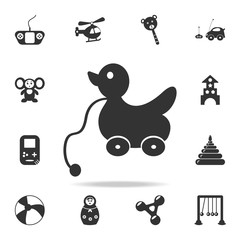 duck on wheels. Detailed set of baby toys icons. Premium quality graphic design. One of the collection icons for websites, web design, mobile app