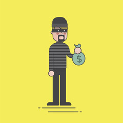 Illustration of robber holding stolen cash