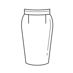 Pencil skirt vector line icon isolated on white background. Woman clothing in a business style - pencil skirt line icon for infographic, website or app.