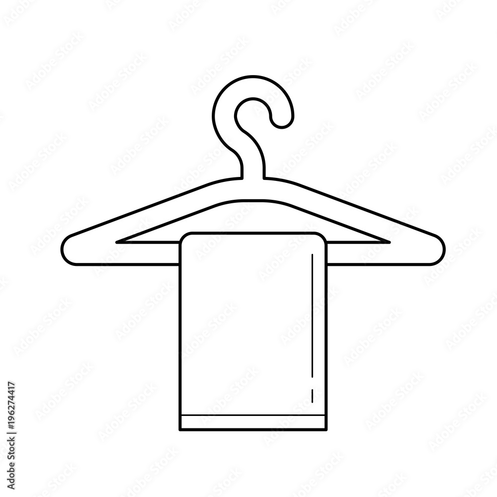 Poster towel hanger line icon isolated on white background. vector line icon of hanger with towel for infog