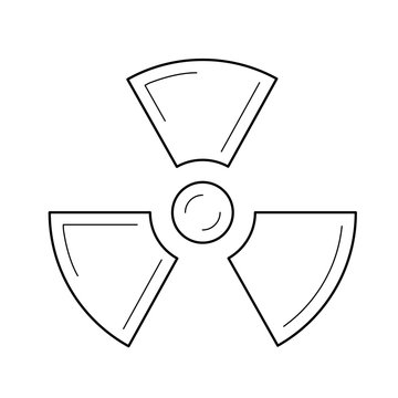 Radioactive sign vector line icon isolated on white background. Propeller sign symbolizing radioactive pollution line icon for infographic, website or app.