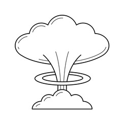Nuclear explosion vector line icon isolated on white background