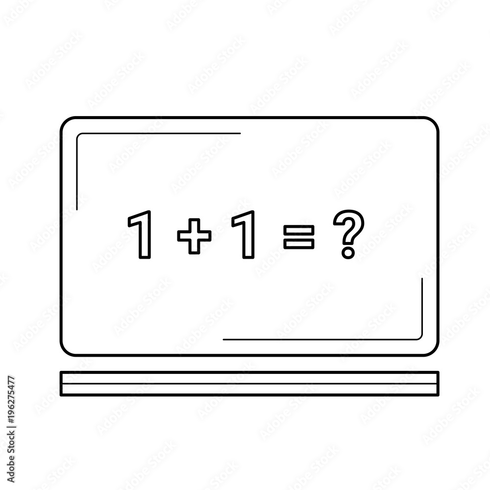 Poster blackboard with math task vector line icon isolated on white background