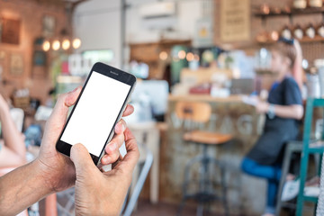 Man hands holding smart phone