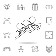 businessmen with team of working people chart arrow up icon. Detailed set of team work outline icons. Premium quality graphic design icon. One of the collection icons