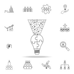 light bulb puzzle, idea ligh logo icon. Detailed set of team work outline icons. Premium quality graphic design icon. One of the collection icons for websites, web design, mobile