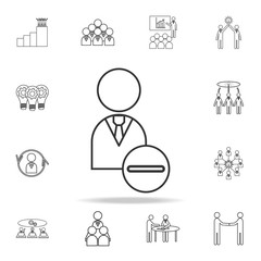 Employee minus line icon. Detailed set of team work outline icons. Premium quality graphic design icon. One of the collection icons for websites, web design, mobile app