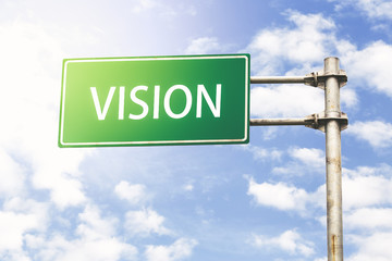 Vision Road Sign Against Blue Sky