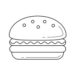 Burger vector line icon isolated on white background. Hamburger line icon for infographic, website or app. Grilled fast food concept.