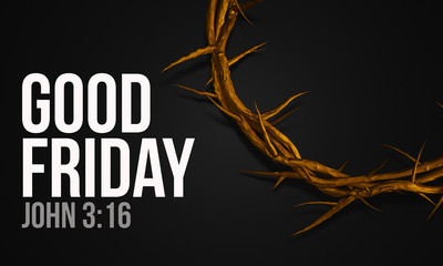 Good Friday John 3:16 Gold Crown of Thorns 3D Rendering © natanaelginting