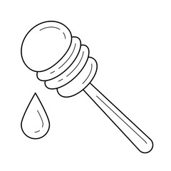 Honey spoon vector line icon isolated on white background. Honey dripping from dipper line icon for infographic, website or app.