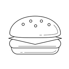 Burger vector line icon isolated on white background