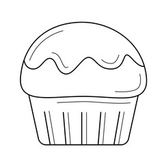 Muffin vector line icon isolated on white background. Vector line icon of glazed muffin for infographic, website or app.