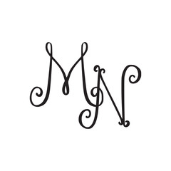 Handwritten monogram MN icon