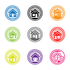Collection of home icons. House vector. Flat logo design. 