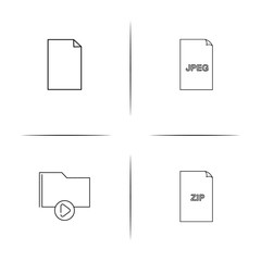 Files And Folders, Sign simple linear icon set.Simple outline icons