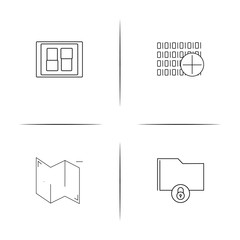 Files And Folders, Sign simple linear icon set.Simple outline icons