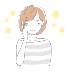 女性　花粉症　目