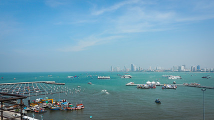 View of Pattaya city from the high tourist city of Thailand.